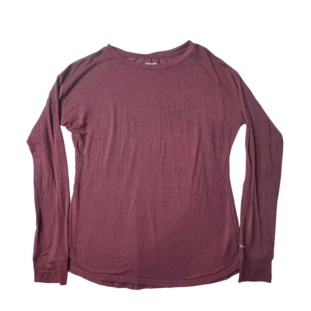 Columbia Shirt Womens S Burgundy Long Sleeve Crew Neck XK0873 Activewear Stretch